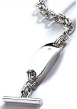 8.5 Inch Men's Double Link Toggle ID Bracelet with 1 Diamond by Hot Diamonds Sterling Silver