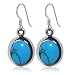 Cute Silver Reconstituted Tourquiose Fish Hook 1.3" Long Drop Earrings