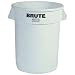 Rubbermaid Commercial LLDPE 32-Gallon Brute Heavy-Duty Trash Can without Lid, Legend "Brute", Round, 22" Diameter x 27.25" Height, White