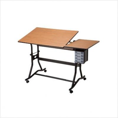 Titan II Split Top Drafting Table in Natural Oak