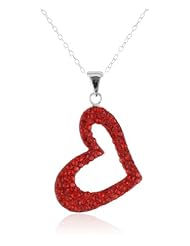Sterling Silver Crystal Fireball Open Heart Pendant Necklace, 18"