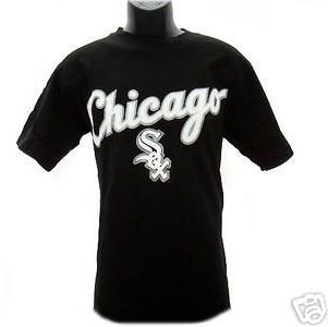 MLB Chicago White Sox Print Applique Team Color Crew Neck T-Shirt