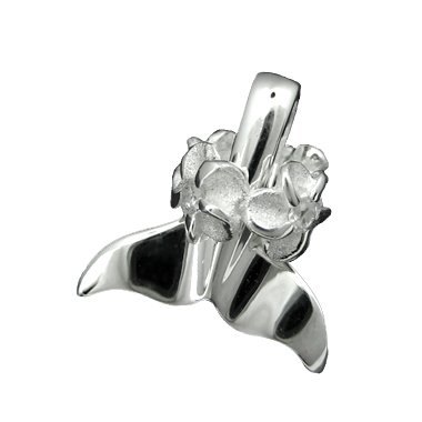 Sterling Silver 2pc Mini Whale Tail & Plumeria Ring Pendant