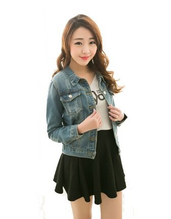 ﾃﾞﾆﾑ ジャケット 上着 シンプル ブルー 長袖 ショート シャツ 襟 春 カジュアル レディース コットン ジーンズ はおり ブラウス T-018