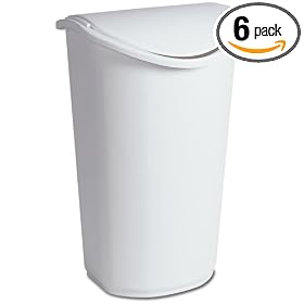 Sterilite 10928006 42 Quart Swing-Top Wastebasket White 6-Pack