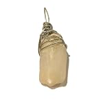 Stilbite Pendant 02 Wire Wrapped Pink Crystal Healing Natural Raw Blade Silver Gemstone Reiki Stone 2.8