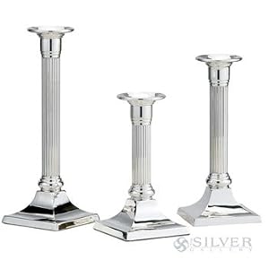 Empire Sterling Plain Border Fluted Column Candlestick - 8-3 8 by Empire Silver