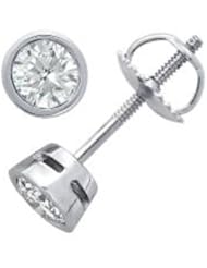 14K Solid Gold Diamond Tapperd Bezel Earring (0.60 ct.tw.)