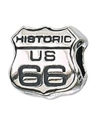 Zable Route 66 Sign Travel Sterling Silver Charm