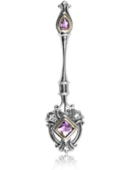 Athena Jewelry Sterling Silver 14k Gold African Amethyst and White Topaz Greek Inspired Mystic Brooch