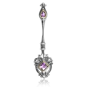 Athena Sterling Silver 14k Gold African Amethyst and White Topaz Greek... by