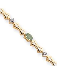 14k Gold Completed Fancy Bow Tie-Link Diamond/Emerald Bracelet
