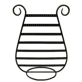 Table Top Jewelry Earring Display Holder Rack Stand Black Metal Harp