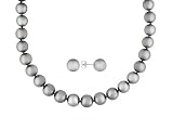 14KT WG 10-12MM CULTURED TAHITIAN PEARL AND DIAMOND ACCENT NECKLACE AND EARRINGS SET