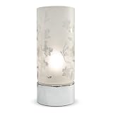 Floral Design Glass / Brushed Chrome Touch Table Lamp