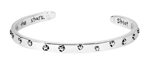 Sterling Silver “Shoot For The Moon Even If  You Miss You’ll Land Among The Stars” Star Cuff Bracelet
