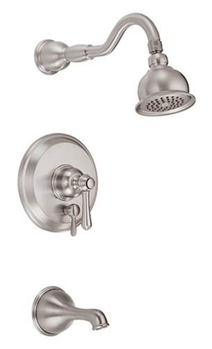 Danze D502157BN Opulence Single-Handle Tub and Shower Faucet with 4-Inch Shower Head, Brushed Nickel