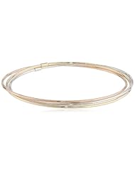 14k Tri-Color Gold Set of 3 Slip-On Bangle Bracelet, 7.75"