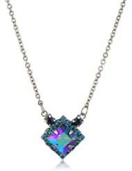 Sorrelli "Northern Lights" Diamond Shaped Crystal Silver-Tone Pendant Necklace, 15.25"