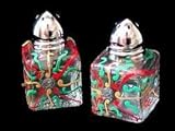 IMAGE OF Regal Poinsettia Design - Hand Painted - Mini Salt & Peppers, .5 oz., Set of 2