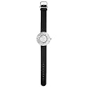 Cacharel - Montre Femme Acier - CW538ZNY - Quartz Analogique - Ronde - Pierres Blanches - Bracelet Cuir Noir
