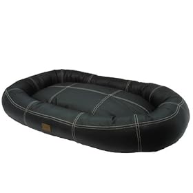 Wouf Poof's Large Oval Genuine Leather Dog Bed - Black