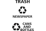 Trash Recycle Decal, Black, 1.5H X 6.5W. Package of 10
