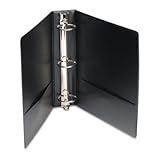 Wilson Jones Basic Vinyl Round Ring 3 Inch Capacity Black Binder with Label Holder (368-49NHB)