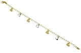 14K Two Tone Gold Hanging Hearts Bracelet