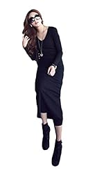 Plus Size Sexy V-neck Sweater Knit Evening Dress 