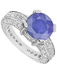 Sapphire and Diamond Ring 14K White Gold - 5.00 CT TGW
