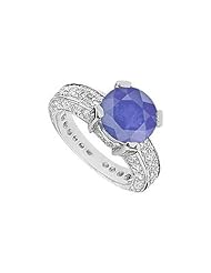 Sapphire and Diamond Ring 14K White Gold - 5.00 CT TGW