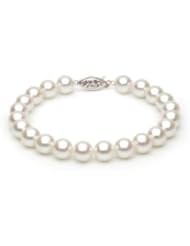 14KT White Gold Beautiful 7.5-8.0mm Round White Akoya Pearls make up this Stunning Bracelet.