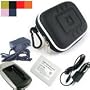 (5 in 1) Charger Set for Nikon En-el8 Digital Camera Battery + Kroo Camera Case for Nikon Coolpix Model + En-el8 Battery (Many Color Available).