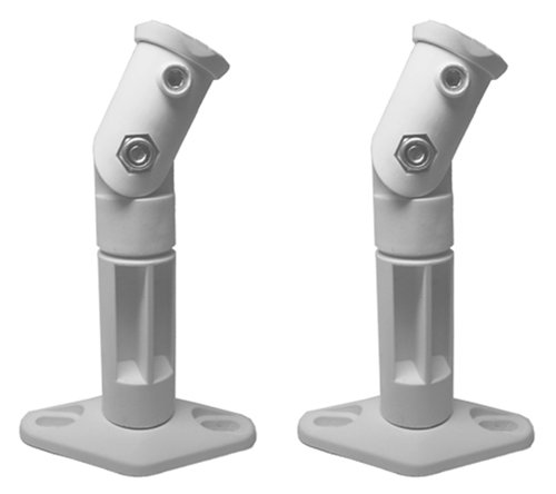 2 White Universal Satellite Speaker Mounts / Brackets for Walls and Ceilings 1EI