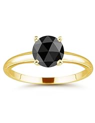 1/2 (0.46-0.55) Ct Black Diamond Solitaire Ring in 18K Yellow Gold