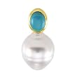 14K Yellow Gold Paspaley South Sea Cultured Pearl and Turquoise Pendant - 12.00mm