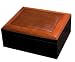 50 Cigar Ebony & Walnut Raised Leather Top Cigar Humidor