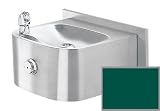 Garden Water Features & Outdoor Fountains item: Haws 1105BP-GREEN Green Single bubbler, wall mounted with back panel, stainless steel drinking fountain with satin finish and 100% lead-free waterways. 1105BP