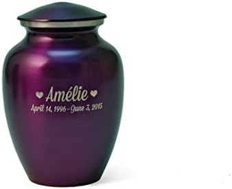 Handmade Classic Brass Pet Urn with Violet Finish Includes Free Liberty Microfiber Cleaning Cloth