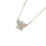 9ct Yellow Gold 0.05 Ct Diamond Butterfly Pendant 18Chain
