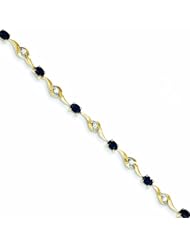 Genuine 14K Yellow Gold Sapphire And White Sapphire Oval And Round Bracelet 4 Grams Of Gold 100% Satisfaction Guaranteed.