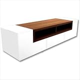 Patta TV Stand in White Gloss and Walnut
