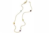 14 Karat Yellow Gold Cable Chain 10 Anklet Bracelet, Set with Multi-Color Semi-Precious Stones.