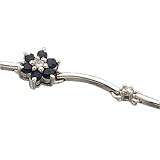 14kt White Gold Blue Sapphire Diamond Flower Bracelet