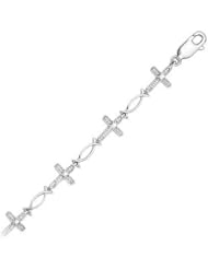 10K White Gold 1/10 ct. Diamond Cross Bracelet
