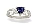14K White Gold Trillion Created Sapphire and Diamond Filligree Ring