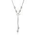 Eve's Addiction White Freshwater Pearl Sterling Silver Lariat Necklace