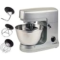 Robots de Cuisine Clatronic - Km 2718 - 1000 Watts - Moteur et M&eacute;canique Tr&egrave;s Robuste - Cuve en Inox de 5 Litres - Livr&eacute; avec Trois Malaxeurs - 6 Vitesses et Fonction Pulse - Syst&egrave;me Anti - &Eacute;claboussures - Bras Pivotable sur 50&deg;