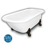 American Bath Factory B1-2670-WW-TM3-M2-15-OB-C1-LH Maverick Traditional Clawfoot Bathtub in White,